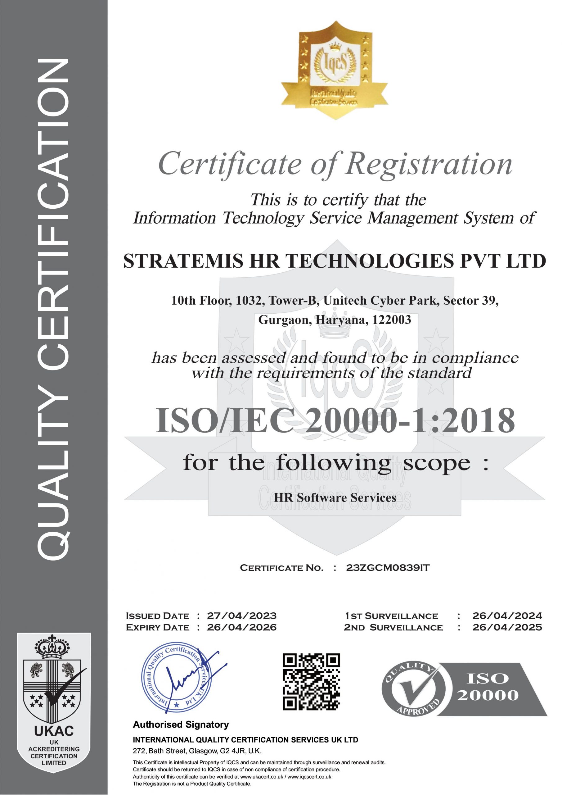 ISO 20000-1:2018  Certification